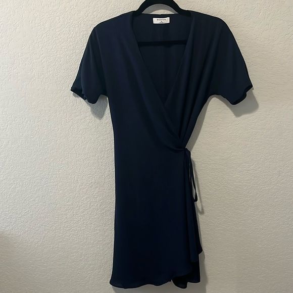 BABATON (Aritzia) Wallace Navy Short Sleeve Wrap Dress, Size XS - Picture 2 of 12